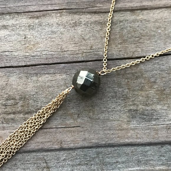 Nordstrom Rack Necklaces gold Tone faceted bead - Picture 3 of 9